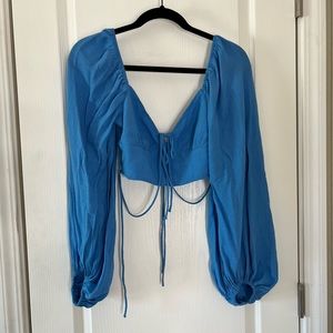 Blue Long Sleeve Crop Top size small